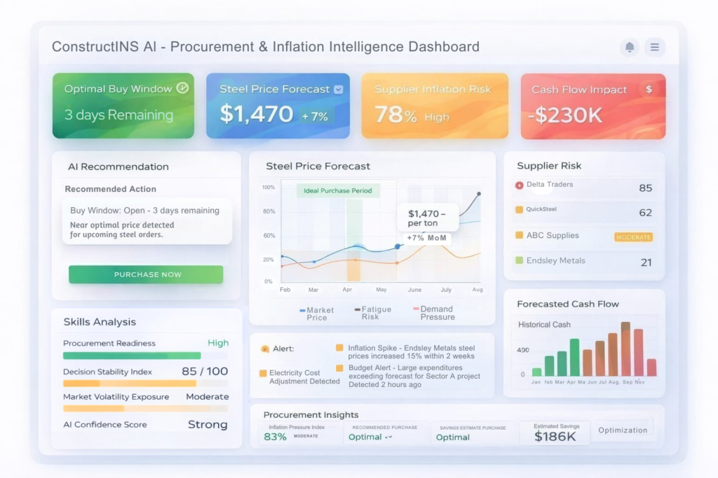 ConstructINS Procurement and Inflation Dashboard