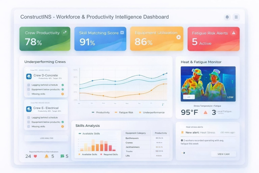 ConstructINS Workforce And Productivity Intelligence Dashboard